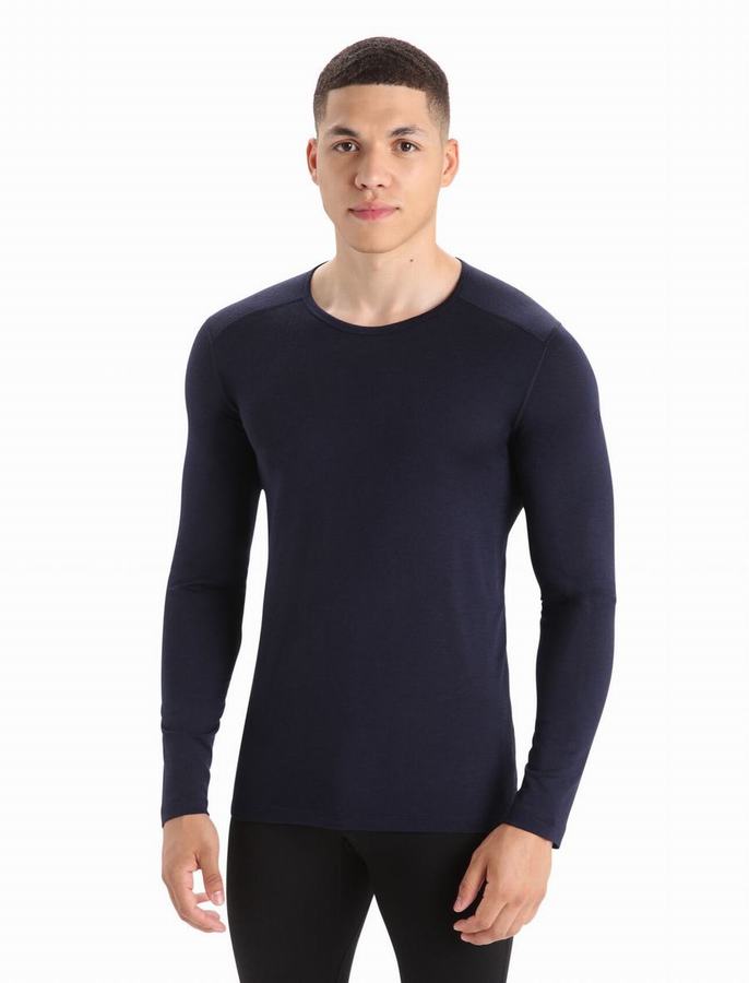 Icebreaker Merino 200 Oasis Long Sleeve Crewe Termal Taban Katmanı Erkek Lacivert | DKY2326TM