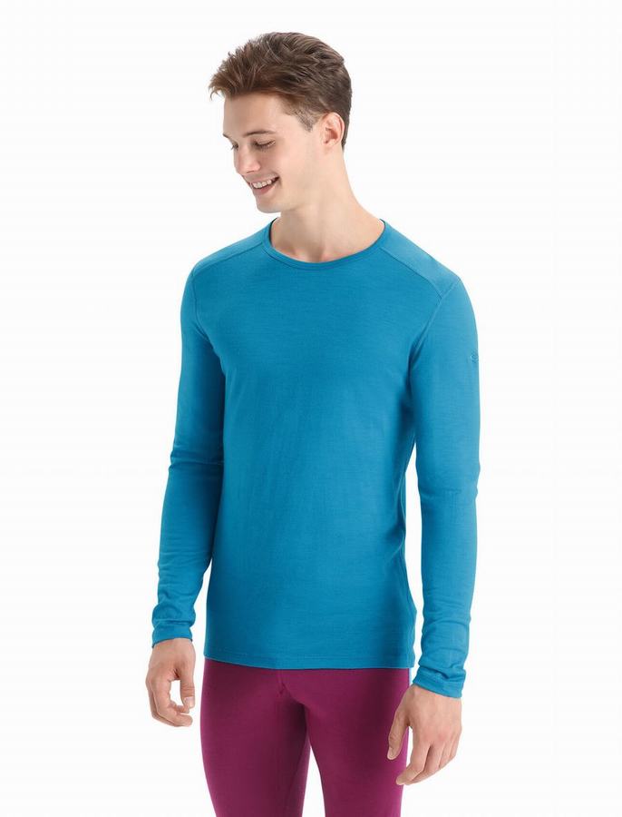 Icebreaker Merino 200 Oasis Long Sleeve Crewe Termal Taban Katmanı Erkek Mavi | EGC3222BG