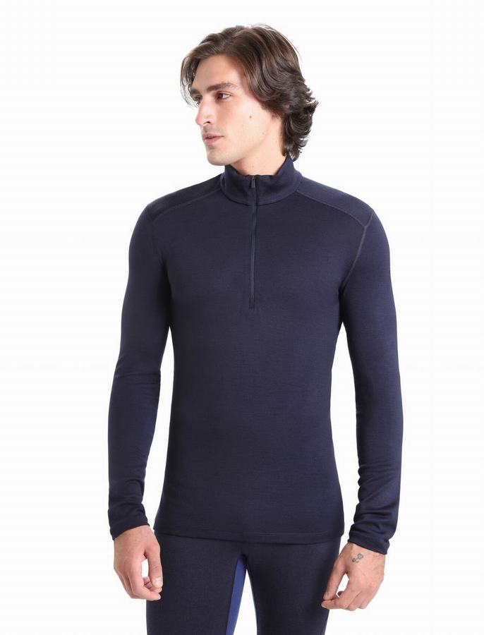 Icebreaker Merino 260 Tech Long Sleeve Half Zip Termal Taban Katmanı Erkek Lacivert | BND3119GF