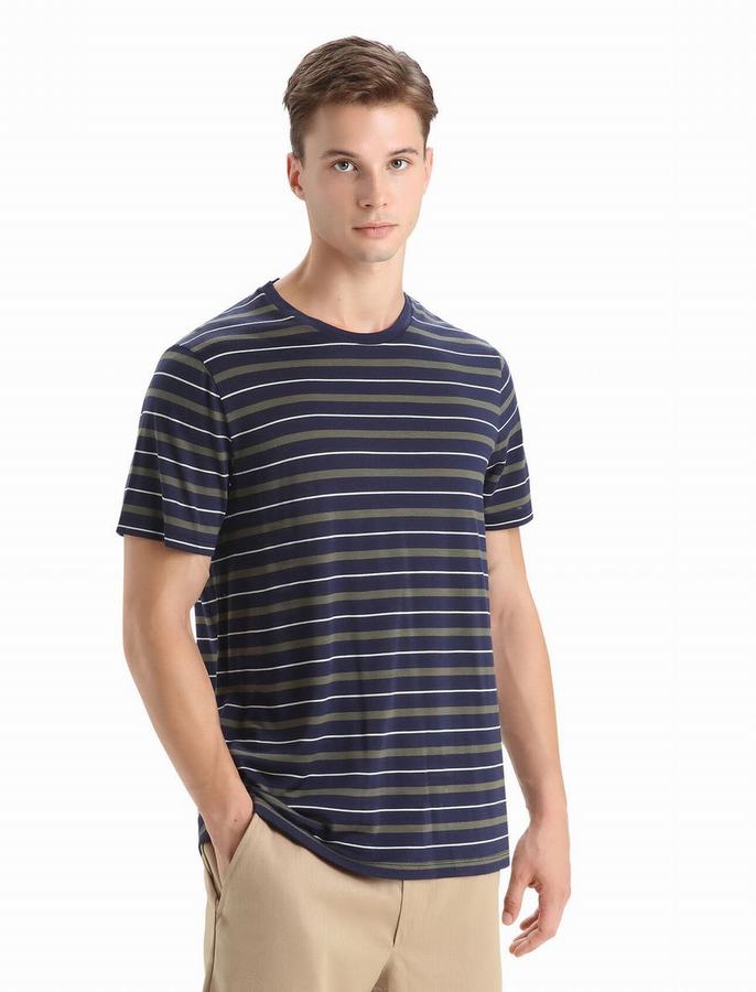 Icebreaker Merino Wave Kısa Sleeve Stripe Tişört Erkek Renkli | WSX2638TK