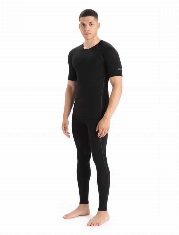 Icebreaker BodyfitZone™ Merino 150 Zone Kısa Sleeve Crewe Termal Taban Katmanı Erkek Siyah | AIS9366UK