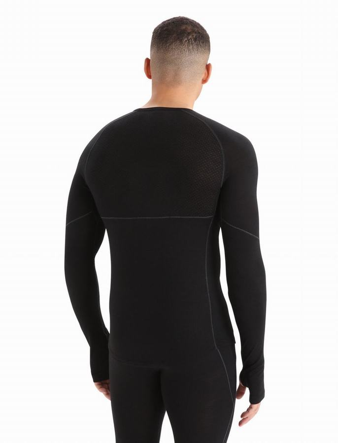 Icebreaker BodyfitZone™ Merino 150 Zone Long Sleeve Crewe Termal Taban Katmanı Erkek Siyah | NBB7298QO