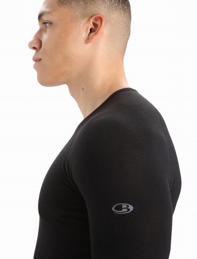 Icebreaker BodyfitZone™ Merino 150 Zone Long Sleeve Crewe Termal Taban Katmanı Erkek Siyah | NBB7298QO