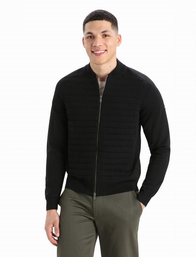 Icebreaker City Label ZoneKnit™ Merino Insulated Knit Bomber Ceket Erkek Siyah | FCE4197BQ