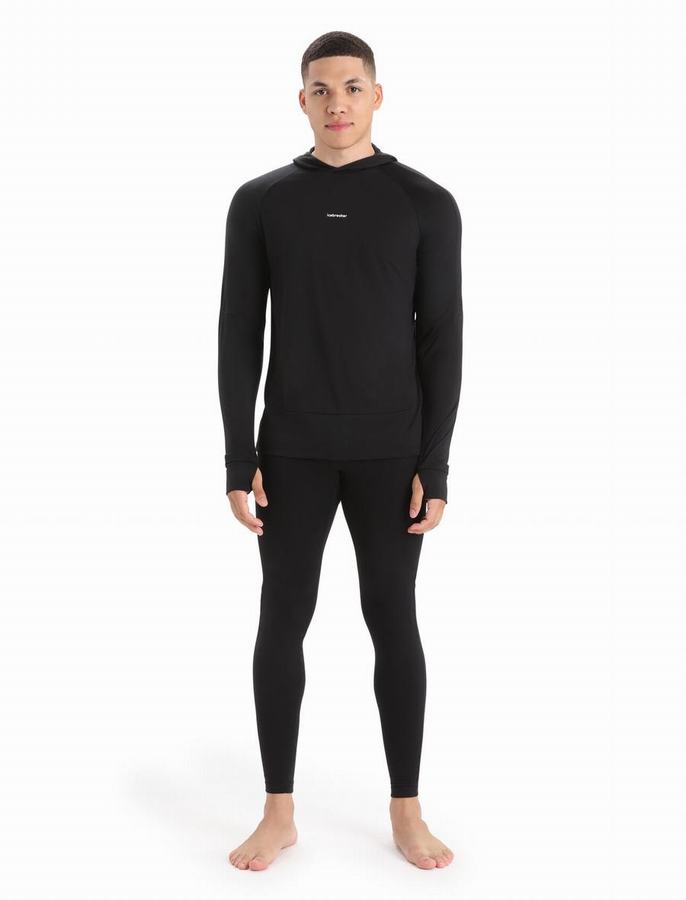 Icebreaker Cool-Lite™ Merino Long Sleeve Kapüşonlu Sweatshirt Erkek Siyah | PJS3518FZ