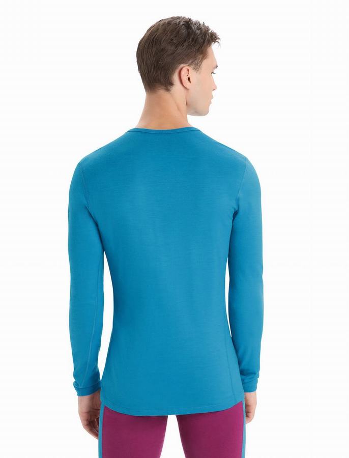 Icebreaker Merino 200 Oasis Long Sleeve Crewe Termal Taban Katmanı Erkek Mavi | EGC3222BG