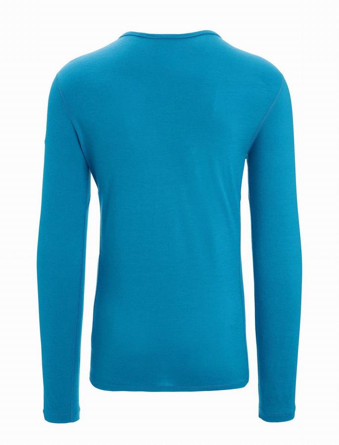 Icebreaker Merino 200 Oasis Long Sleeve Crewe Termal Taban Katmanı Erkek Mavi | EGC3222BG