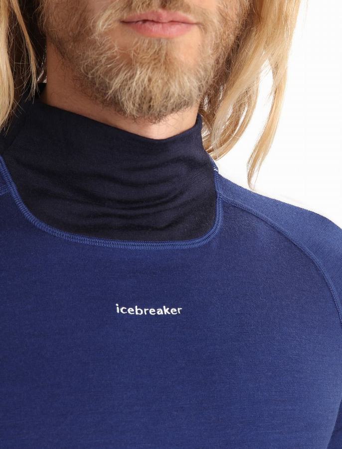 Icebreaker Merino 200 Sonebula Long Sleeve High Neck Termal Taban Katmanı Erkek Lacivert | ZRQ679TK