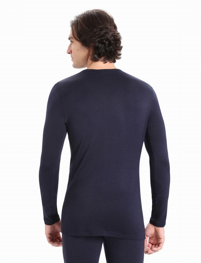 Icebreaker Merino 260 Tech Long Sleeve Crewe Termal Taban Katmanı Erkek Lacivert | FNZ3647XB