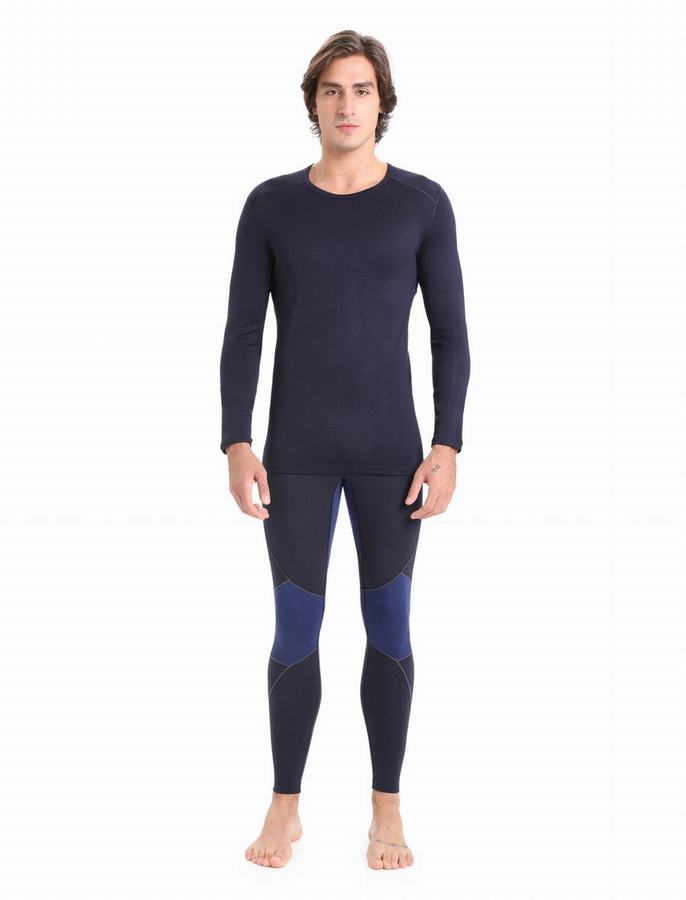 Icebreaker Merino 260 Tech Long Sleeve Crewe Termal Taban Katmanı Erkek Lacivert | FNZ3647XB