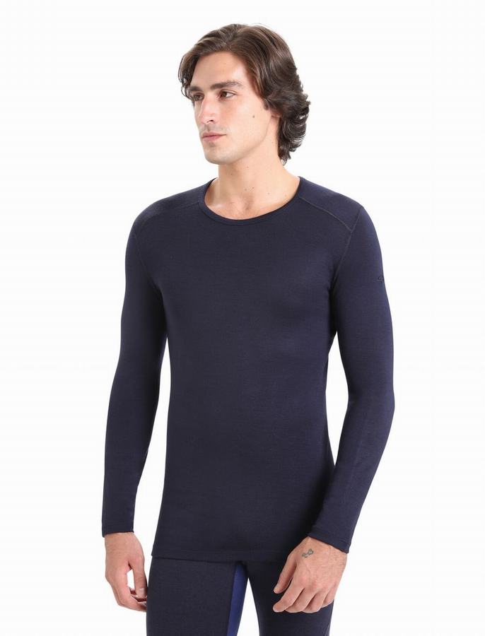 Icebreaker Merino 260 Tech Long Sleeve Crewe Termal Taban Katmanı Erkek Lacivert | FNZ3647XB