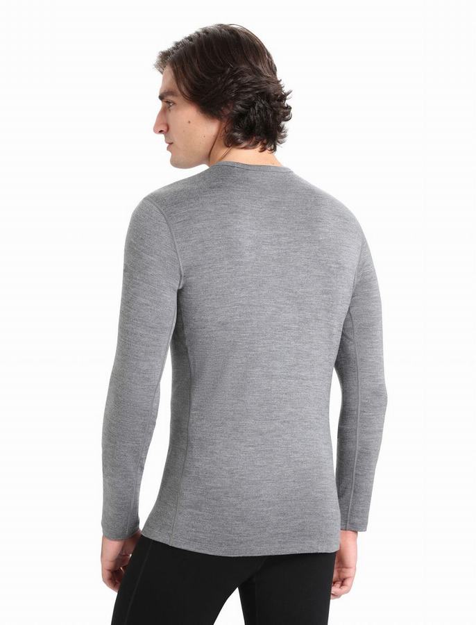 Icebreaker Merino 260 Tech Long Sleeve Crewe Termal Taban Katmanı Erkek Gri | NQD2146UL