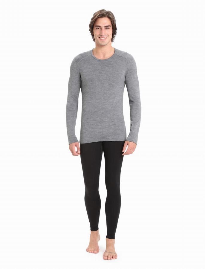 Icebreaker Merino 260 Tech Long Sleeve Crewe Termal Taban Katmanı Erkek Gri | NQD2146UL