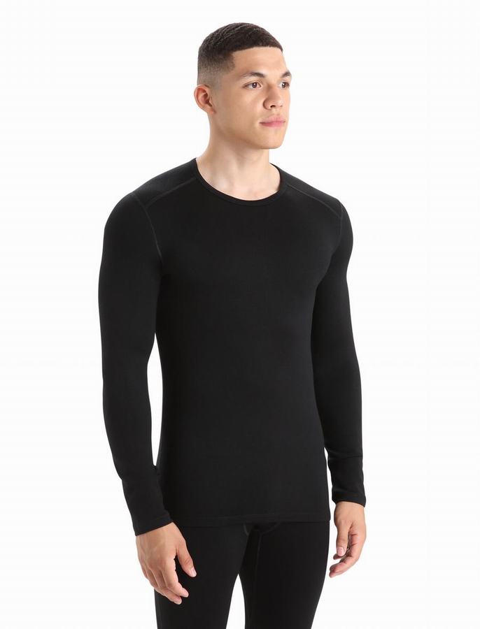 Icebreaker Merino 260 Tech Long Sleeve Crewe Termal Taban Katmanı Erkek Siyah | YKA9277FO