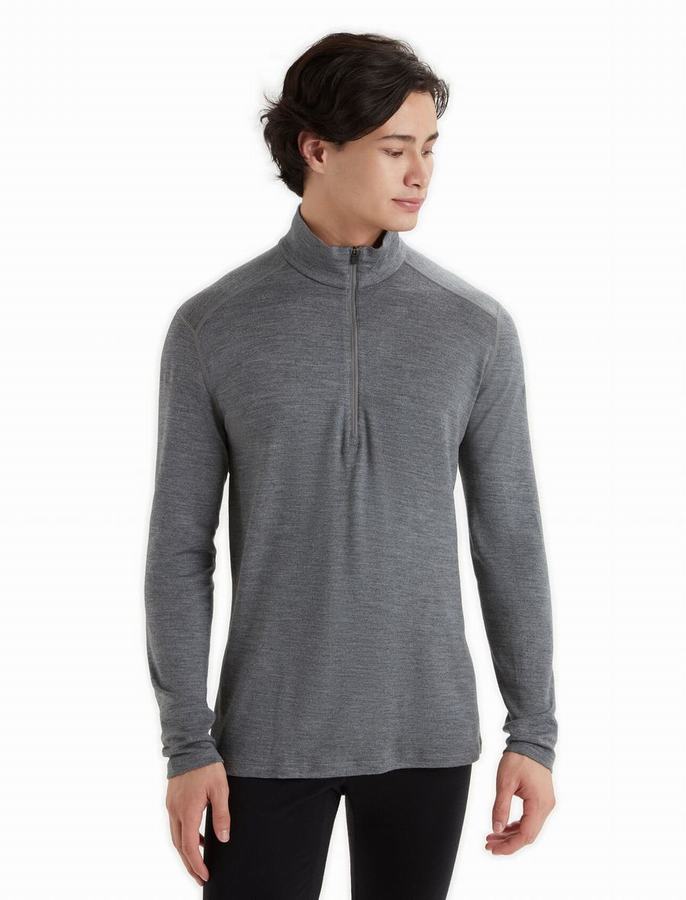 Icebreaker Merino 260 Tech Long Sleeve Half Zip Termal Taban Katmanı Erkek Gri | HEY9959SF