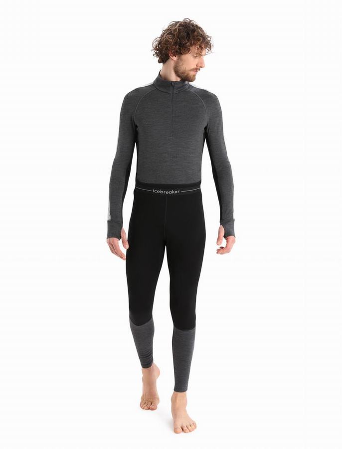 Icebreaker Merino 260 ZoneKnit™ Merino Termal Tayt Erkek Siyah Gri | JEJ102VZ