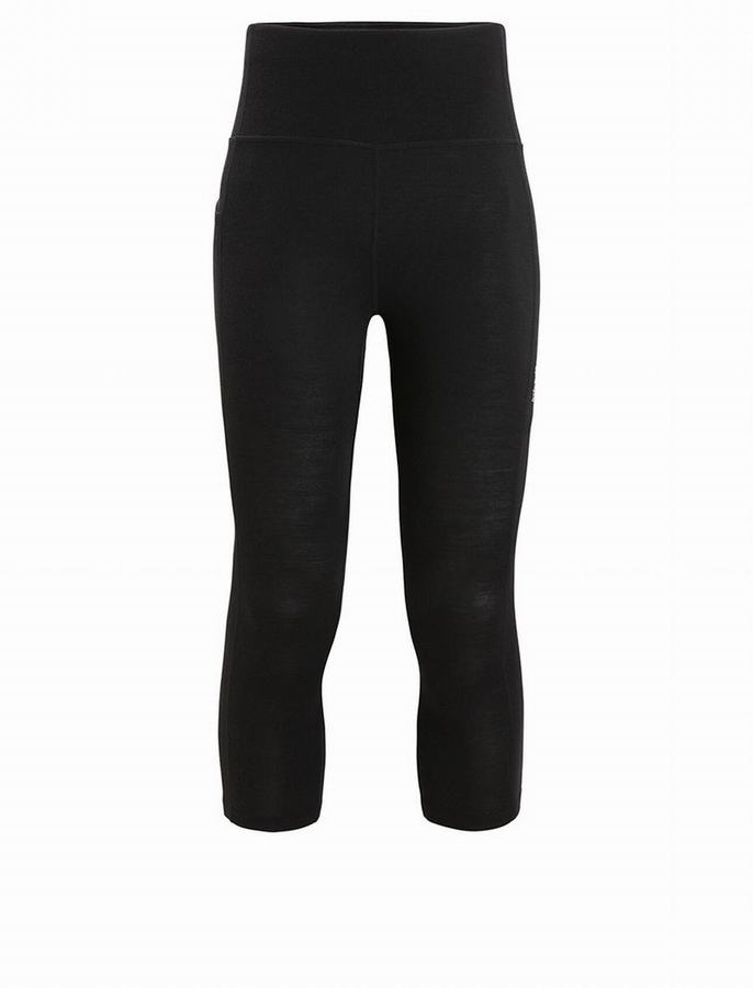 Icebreaker Merino Fastray High Rise 3/4 Tights Tayt Kadın Siyah | HBQ5132SH