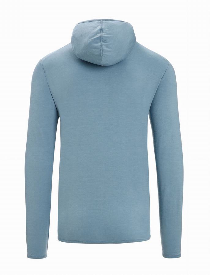 Icebreaker Merino Granary Long Sleeve Zip Kapüşonlu Sweatshirt Erkek Mavi | DSI5489TO