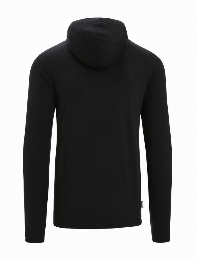 Icebreaker Merino Granary Long Sleeve Zip Kapüşonlu Sweatshirt Erkek Siyah | PKR9885VS