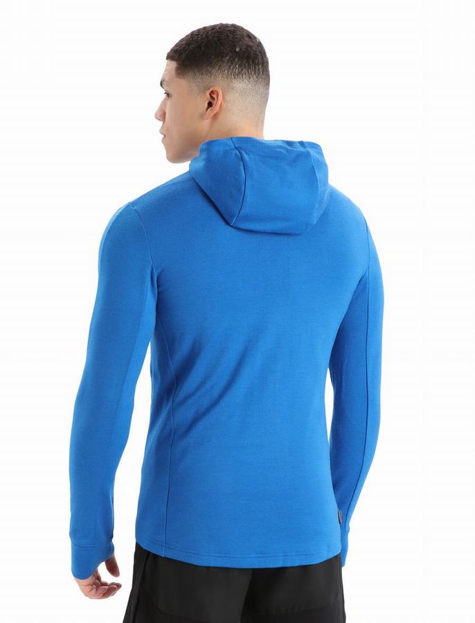 Icebreaker Merino Quantum III Long Sleeve Zip Kapüşonlu Sweatshirt Erkek Koyu Lacivert | ALZ619XP