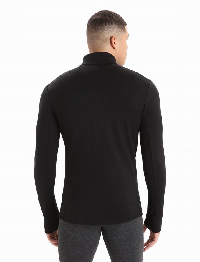 Icebreaker Merino Quantum III Long Sleeve Zip Kapüşonlu Sweatshirt Erkek Siyah | EUH5318NJ