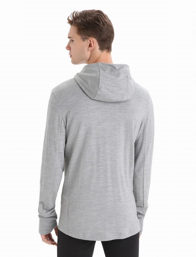 Icebreaker Merino Quantum III Long Sleeve Zip Kapüşonlu Sweatshirt Erkek Gri | ZNX5651ZM