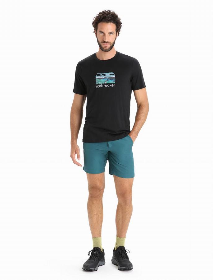 Icebreaker Merino Tech Lite II Kısa Sleeve Trailhead Tişört Erkek Siyah | ARR916CE