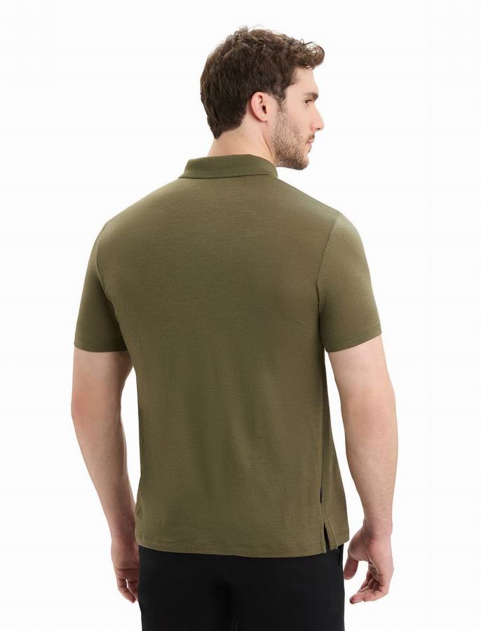 Icebreaker Merino Tech Lite II Kısa Sleeve Polo Gömlek Erkek Zeytin Yeşili | HCR2523ZS