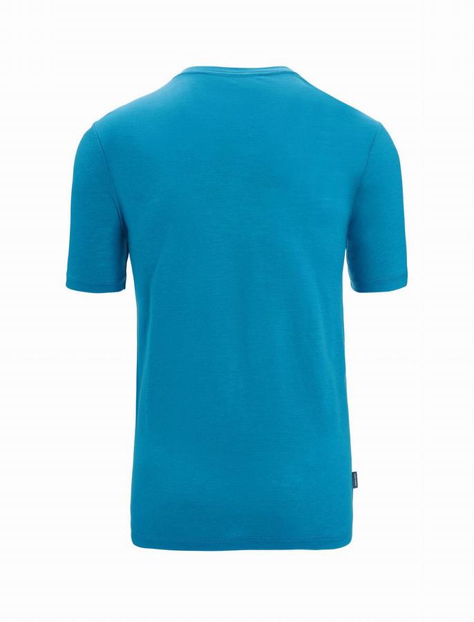 Icebreaker Merino Tech Lite II Kısa Sleeve Spring Glow Tişört Erkek Mavi | HIZ4130JU