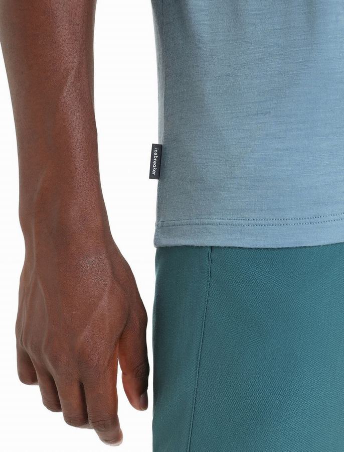 Icebreaker Merino Tech Lite II Kısa Sleeve Earth Tişört Erkek Mavi | JDB1358NZ