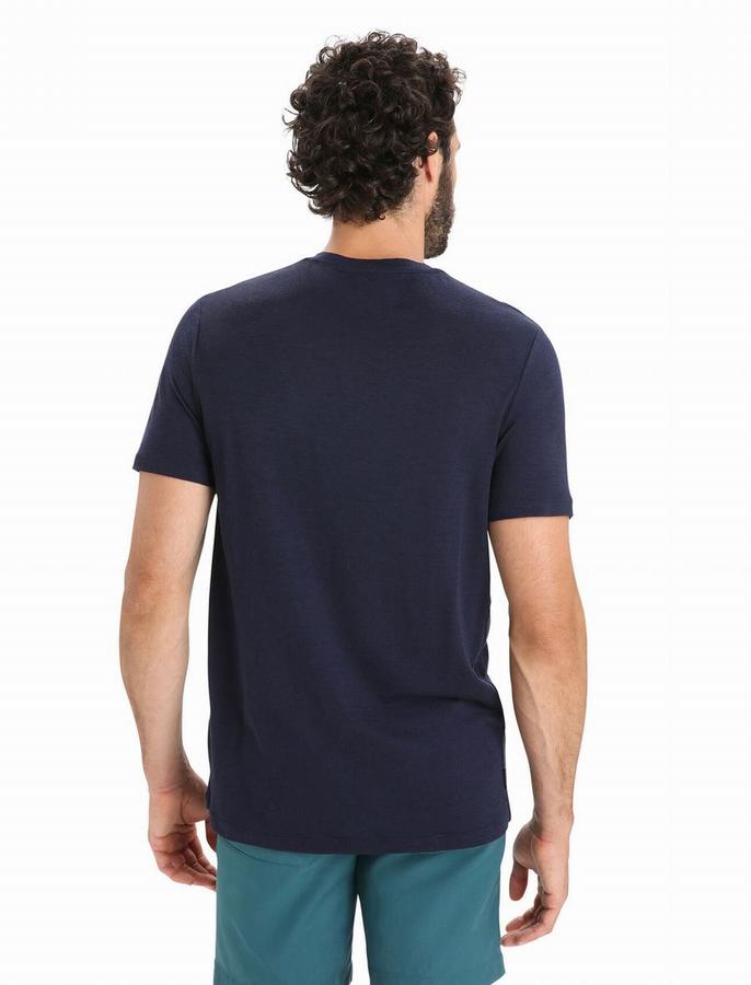 Icebreaker Merino Tech Lite II Kısa Sleeve Tişört Erkek Lacivert | WXX214HB