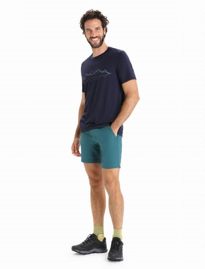 Icebreaker Merino Tech Lite II Kısa Sleeve Tişört Erkek Lacivert | WXX214HB