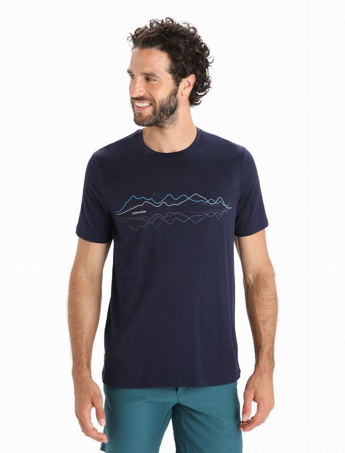 Icebreaker Merino Tech Lite II Kısa Sleeve Tişört Erkek Lacivert | WXX214HB