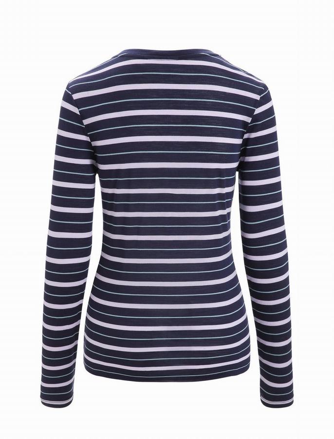 Icebreaker Merino Wave Long Sleeve Stripe Tişört Kadın Renkli | JFE6471UR