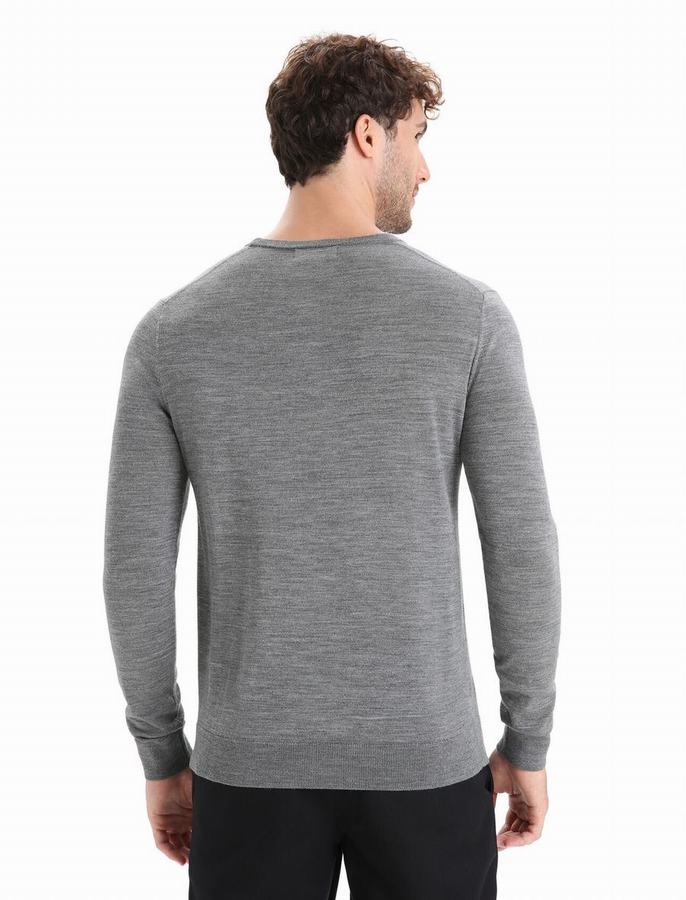 Icebreaker Merino Wilcox Long Sleeve Sweater Erkek Gri | CVI5593RN