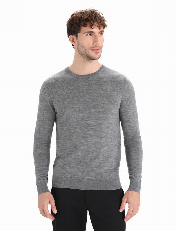 Icebreaker Merino Wilcox Long Sleeve Sweater Erkek Gri | CVI5593RN