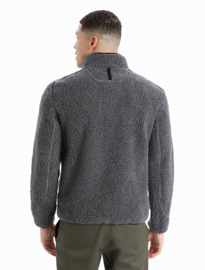 Icebreaker RealFleece™ Merino High Pile Long Sleeve Half Zip Ceket Erkek Gri Siyah | WYP2825NC