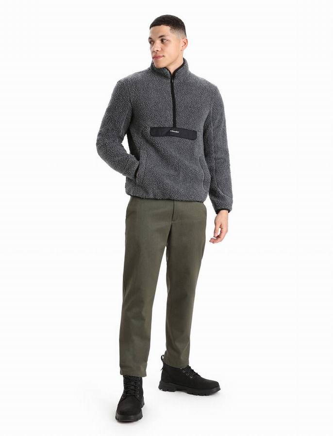 Icebreaker RealFleece™ Merino High Pile Long Sleeve Half Zip Ceket Erkek Gri Siyah | WYP2825NC