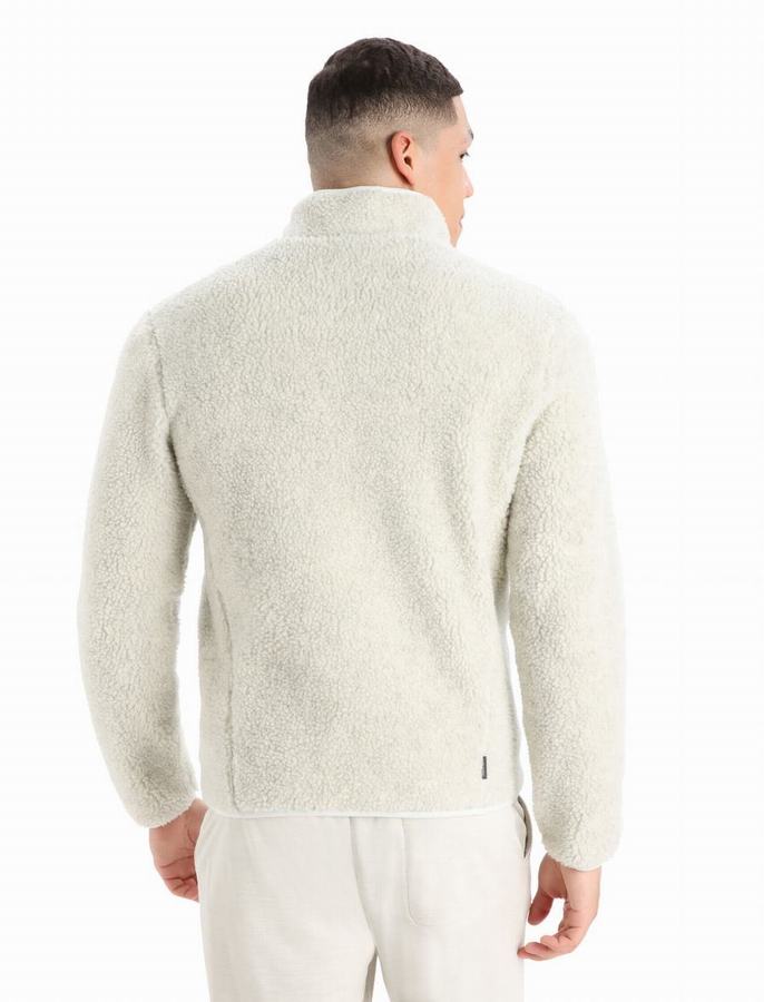 Icebreaker RealFleece™ Merino High Pile Long Sleeve Zip Ceket Erkek Beyaz | ZTM2388ST