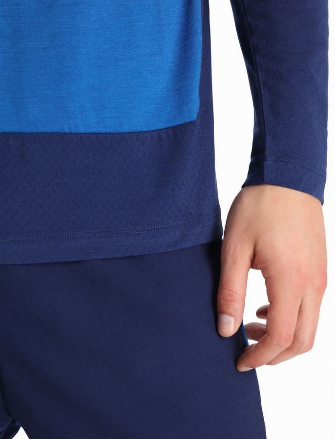 Icebreaker ZoneKnit™ Merino Long Sleeve Tişört Erkek Koyu Lacivert | YNS8724QK